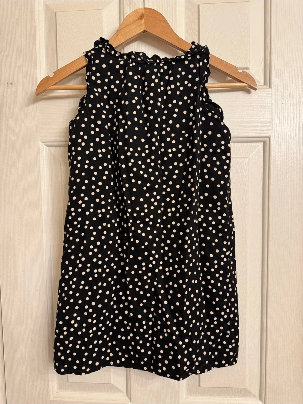 GAP Black and White Polka Dot Ruffle-Trim Dress